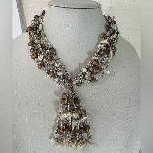 Older multi strand neutral tone beach vibe necklace